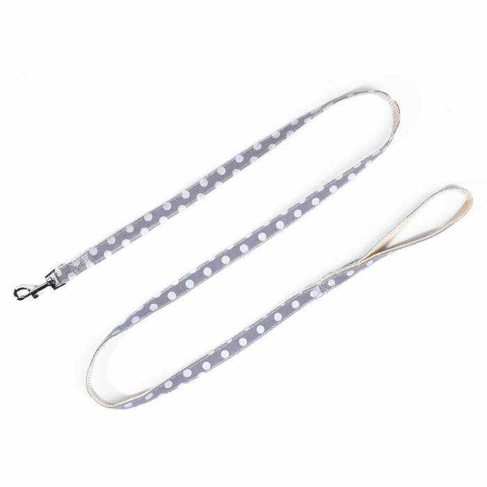 Комплект с мягкой шлейкой Комплект с мягкой шлейкой "Горох", размер М, поводок 120 х 1,5 см, ОГ 34-66 см, серый