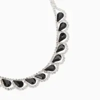 Набор 2 предмета: серьги, колье &laquo;Листопад&raquo;, капли, чёрно-белый в серебре, 45 см