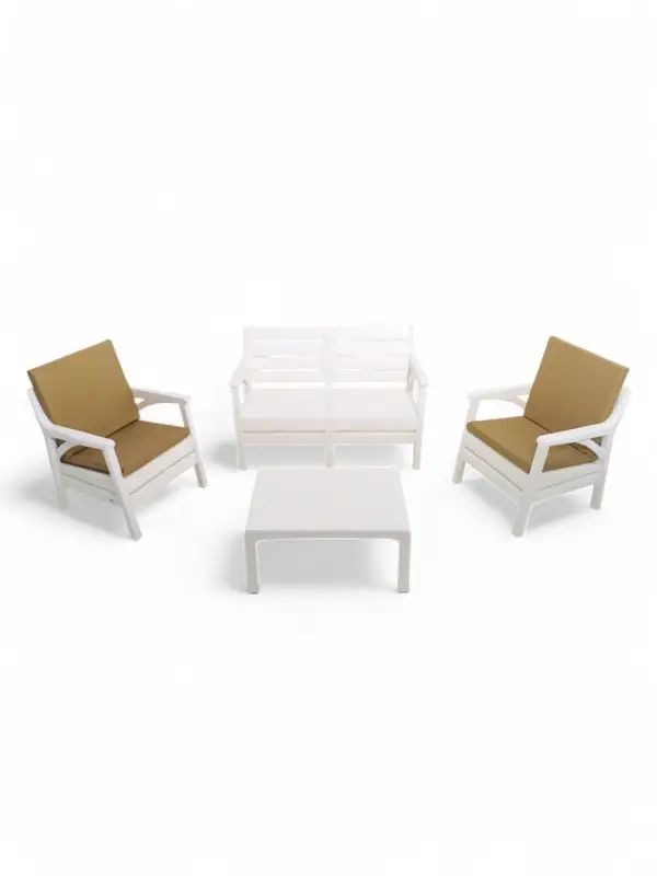 Набор садовой мебели "Евпатория" 4 предмета: 2 кресла, стол, диван 2-х местный, цвет белый