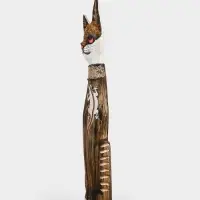 Сувенир &laquo;Серая кошка в ошейнике с ящерками&raquo;, 60&times;12&times;6 см, дерево
