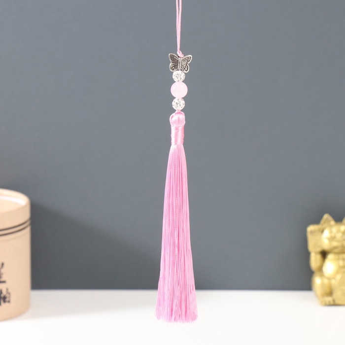 Подвеска текстиль, металл  Подвеска текстиль, металл "Бабочка" розовая 1х1,2х16,5 см