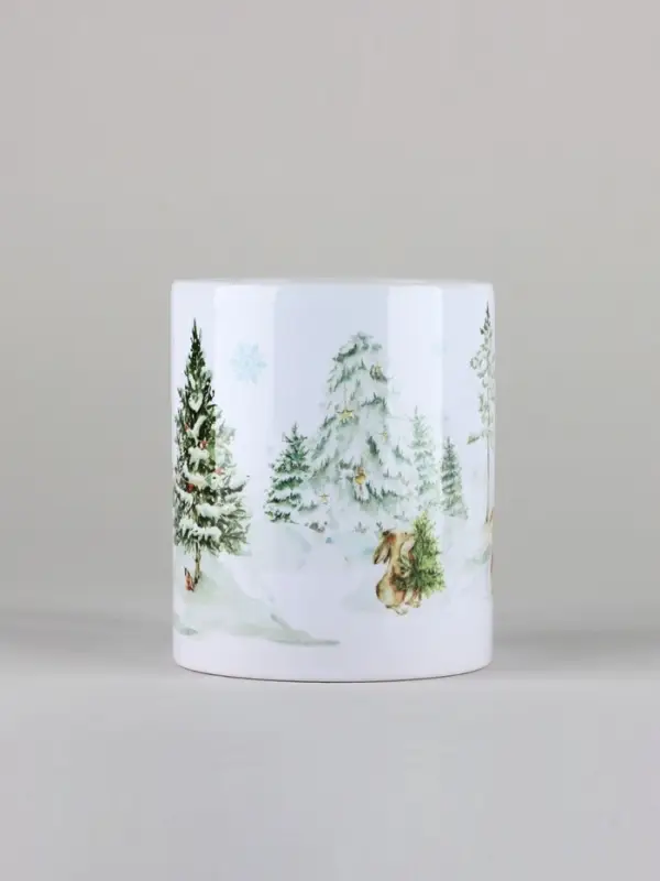 Кружка новогодняя керамическая &laquo;Новогодний лес&raquo;, 320 мл, цвет белый