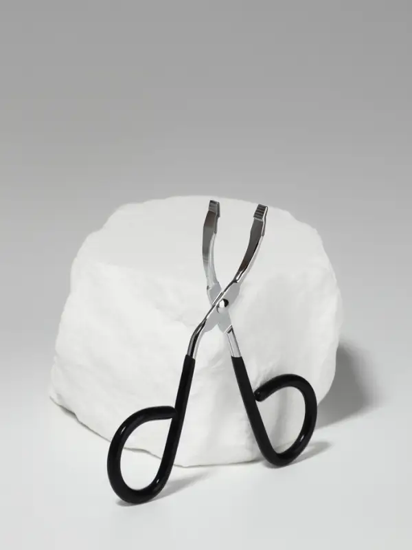 Пинцет в форме ножниц, прорезиненные ручки, 8 см, чёрный, серебристый