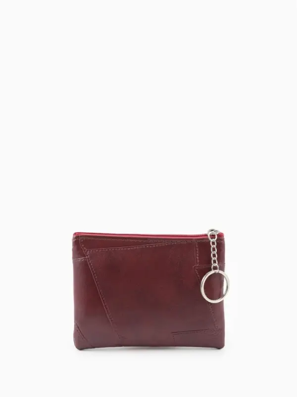 Кошелёк-монетница на молнии, однотонный, 15&times;0.5&times;11 см, бордовый