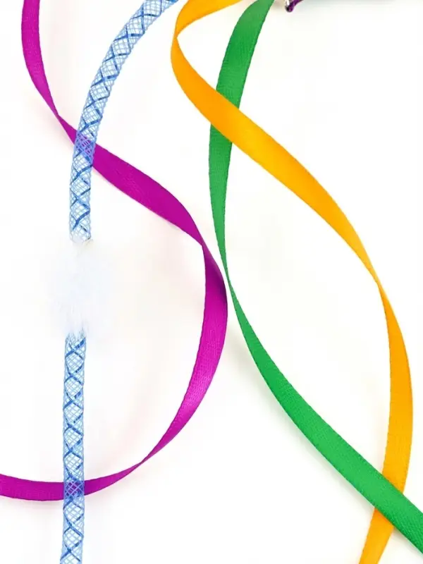 Дразнилка - удочка &laquo;Салют из норки c ленточками&raquo;, на деревянной палочке