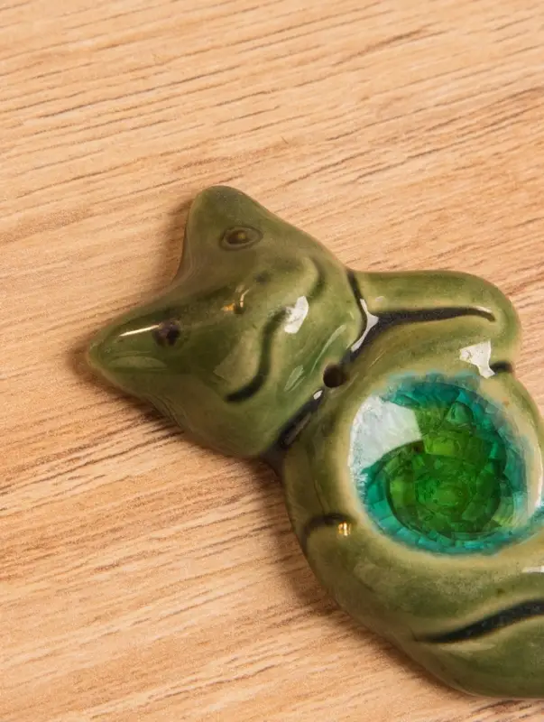 Подставка под благовония  Подставка под благовония "Лягушонок" керамика, цв. зелёный, 8х3,5х1,5 см