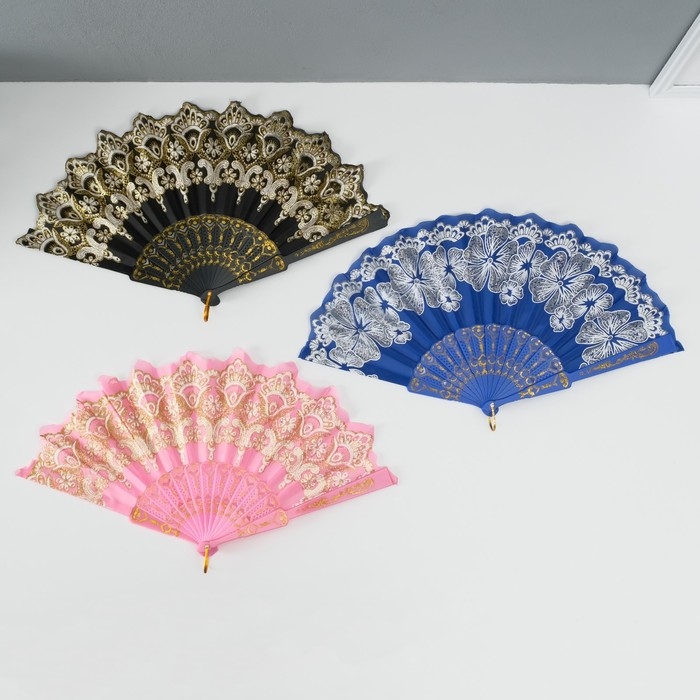 Веер пластик  Веер пластик "Цветочная полоса" МИКС 23 см