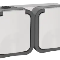 Розетка 2-местная горизонтальная TORS 16А IP55 белый