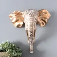 Панно настенное полистоун &laquo;Индийский слон с узорами&raquo;, интерьерный декор, золото с патиной, 30.5&times;13&times;29.5 см