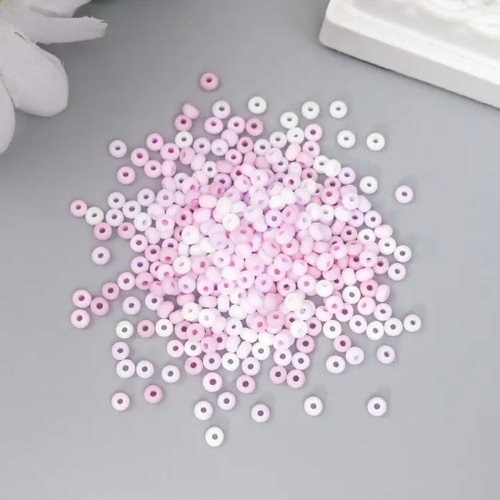 Бисер стекло 8/0  Бисер стекло 8/0 "Маршмеллоу. Матовый. Меланж. Сирень" 10 гр