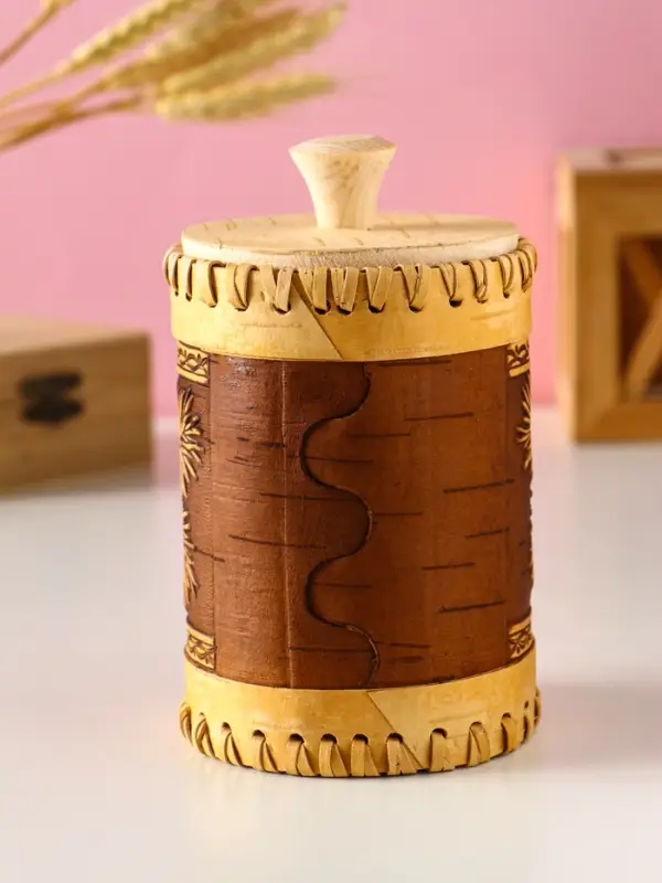 Туес шитый Туес шитый "Шишки" , D8смхH(с хватком)14см, береста