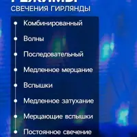Гирлянда &laquo;Сеть&raquo; 1.6&times;1.6 м, IP20, прозрачная нить, 144 LED, 8 режимов, 220 В, свечение синее