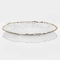 Тарелка стеклянная "Риччи", золотой обод, 33х2 см