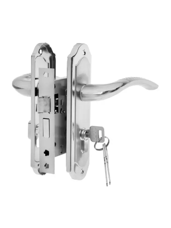 Замок врезной LOCKLAND RD001, с ручкой, 3 ключа, цвет хром