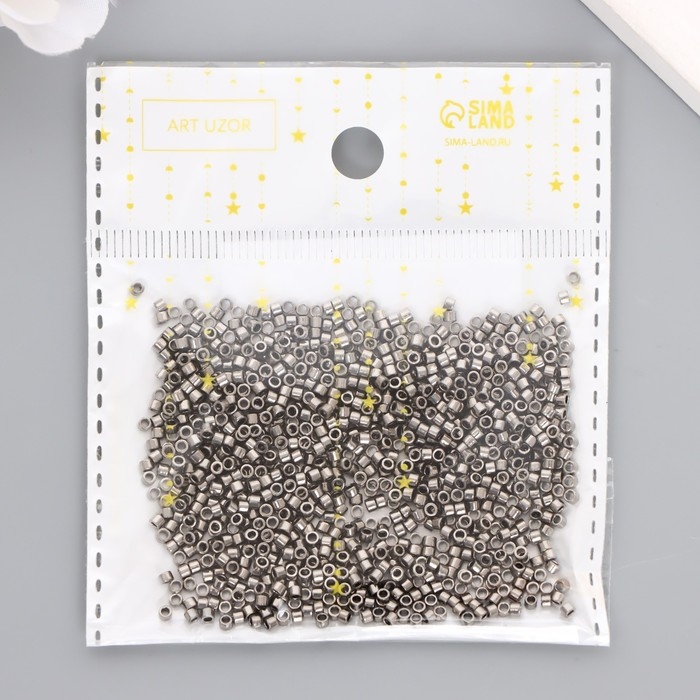 Бисер стекло 11/0  Бисер стекло 11/0 "Цилиндр. Серебристый глянец" 10 гр