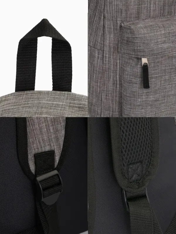 Рюкзак школьный на молнии, с карманом, однотонный, размер 30&times;14&times;41 см, графитовый