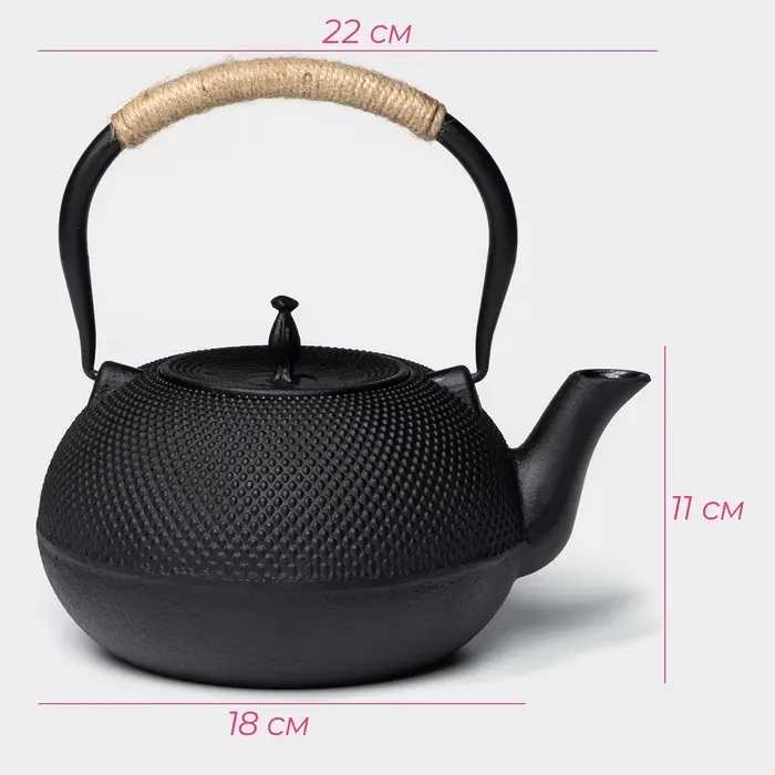 Чайник Доляна &laquo;Восточная ночь&raquo;, 1.6 л, с ситом, индукция, чугун, чёрный