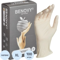 Перчатки мед.смотров. латекс, н/c,н/о,текстур беж/натур Benovy (XL) 50 п/уп