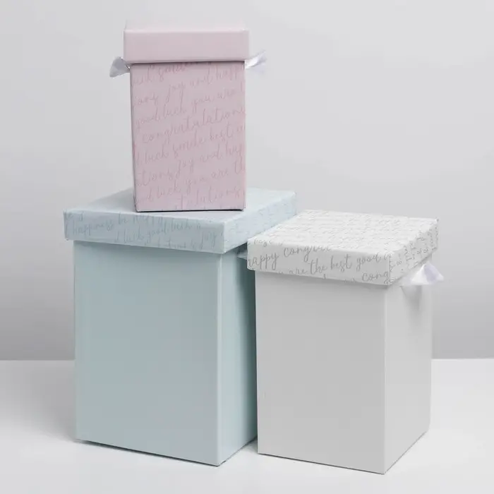 Набор складных коробок 3в1 «Текст», 10 х 18, 14 х 23, 17 х 25 см Набор складных коробок 3в1 «Текст», 10 х 18, 14 х 23, 17 х 25 см