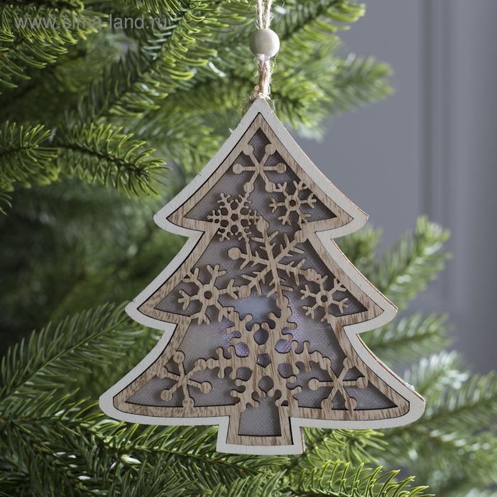 Ёлочная игрушка «Ёлочка в снежинках», от батареек, свечение тёплое белое Ёлочная игрушка «Ёлочка в снежинках», от батареек, свечение тёплое белое