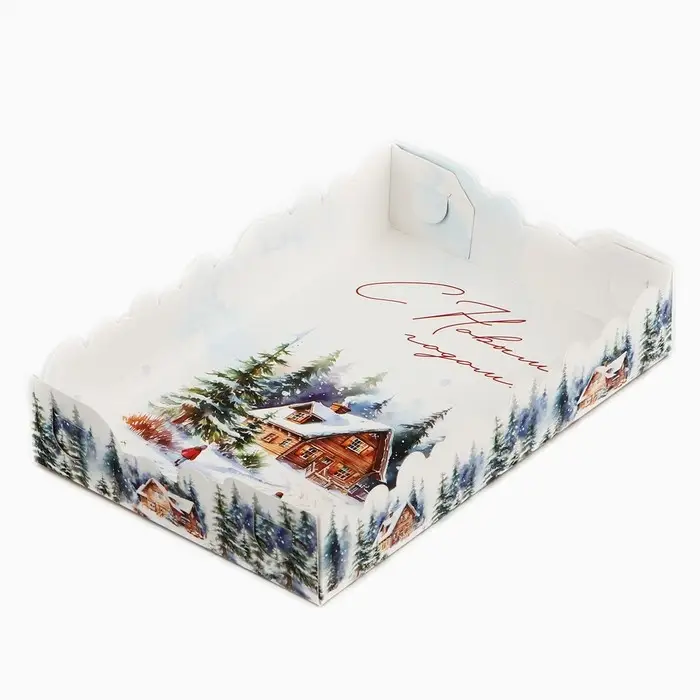 Коробка для макарун «Зима», 18 х 12 х 3.5 см