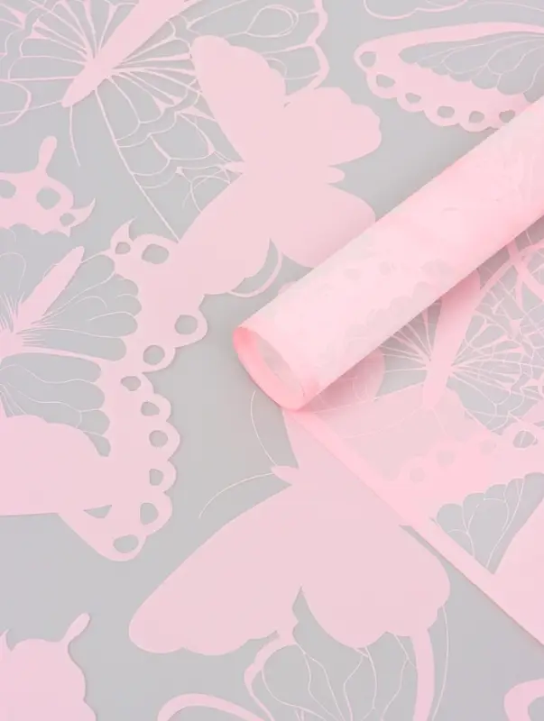 Пленка флористическая для цветов &laquo;Бабочки&raquo;, розовая, 57&times;57 см