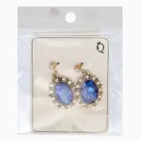 Серьги со стразами "Овал грань", цвет ярко-синий в золоте