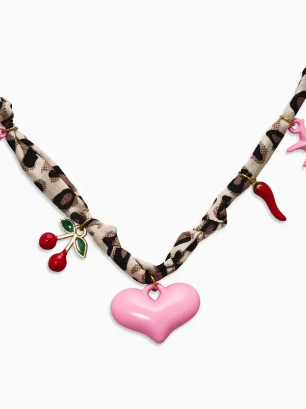 Колье "Новый стиль" микс подвесок, светлый леопард, в золоте 40+удл