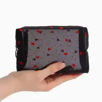 Косметичка дор Сердца, сетка 18*7,5*10, отд на молнии, черный Косметичка дор Сердца, сетка 18*7,5*10, отд на молнии, черный