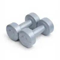 Гантели виниловые, 2 шт., 1 кг, серебристый металлик