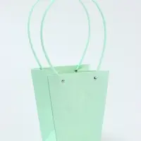 Сумка для цветов тиснение мята влагостойкая, 17&times;17 - 11.5&times;11.5 - 20 см