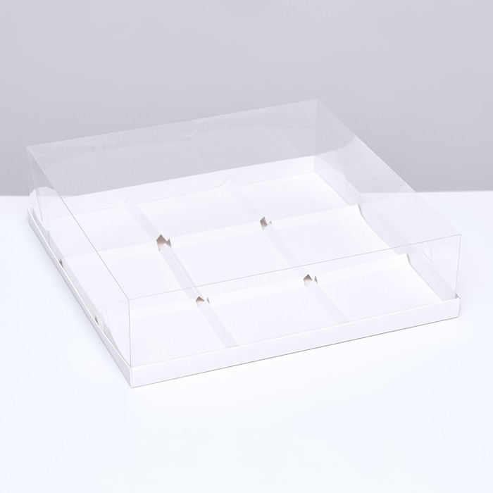 Коробка для муссовых пирожных 9 штук 30x30x8, Белый Коробка для муссовых пирожных 9 штук 30x30x8, Белый