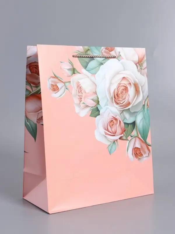 Пакет подарочный ламинированный "Цветочное признание" 26 х 12 х 32 см