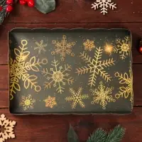 Коробка для печенья, кондитерская новогодняя упаковка, «Снежинки», 22×15×3 см