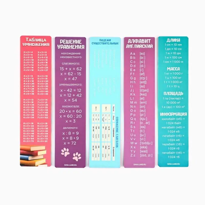 Картонные закладки 5 штук в наборе «Читай, мечтай»