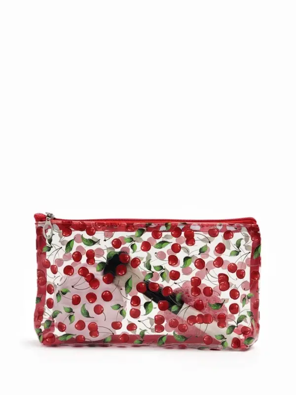 Косметичка ПВХ Вишня 25*5*15, отд на молнии,  прозрачный