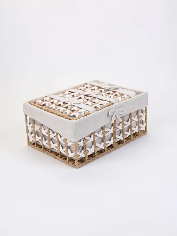 Корзины для хранения &laquo;Кантри&raquo;, набор 4 шт.: 3 шт. 20.5&times;13&times;8.5, 1 шт. 32&times;23&times;14 см, ручной работы, прямоугольные