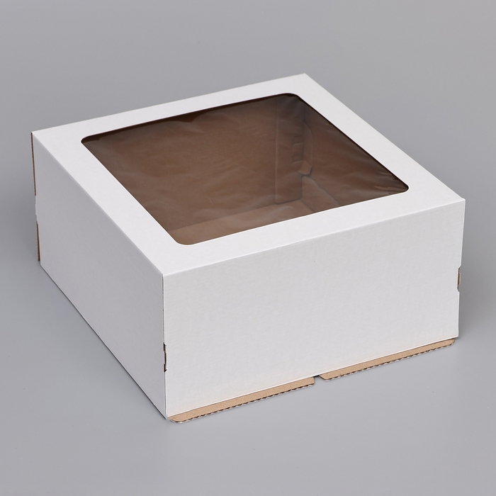 Кондитерская упаковка с окном, белая, 30 х 30 х 15 см Кондитерская упаковка с окном, белая, 30 х 30 х 15 см