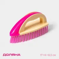 Щётка утюжок для уборки Доляна, с ручкой, пластик, хозяйственная, 17&times;6&times;8.5 см, МИКС