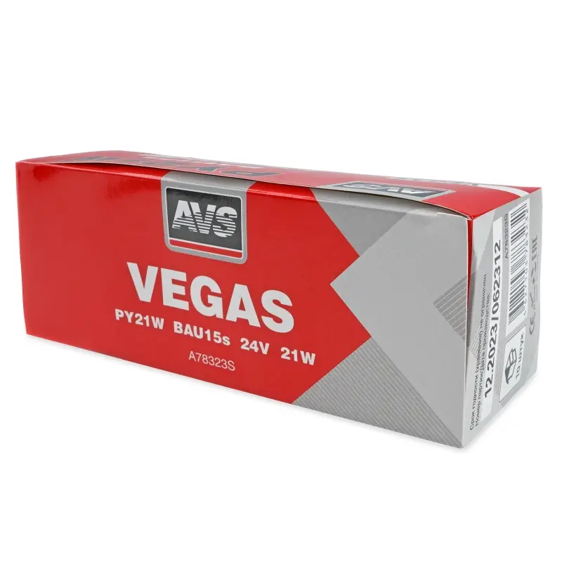 Лампа AVS Vegas 24V. PY21W(BAU15S) "orange" смещ.штифт BOX 10шт.