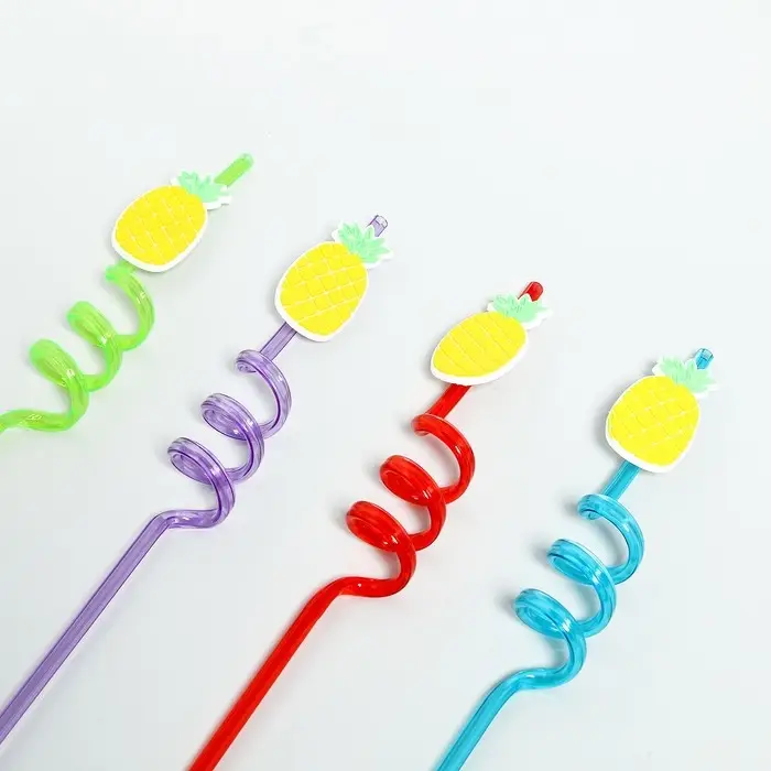 Трубочки для коктейля «Ананасы», набор, 4 шт., цвет МИКС Трубочки для коктейля «Ананасы», набор, 4 шт., цвет МИКС