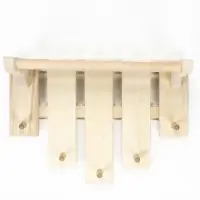 Полка-вешалка для бани и сауны, 55&times;27&times;39 см, деревянная, 5 крючков