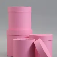 Набор шляпных коробок  4 в 1 "Розовый" 18 &times; 18 ‒14 &times; 14 см