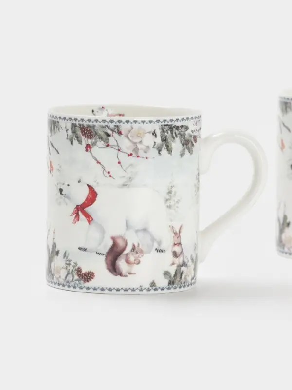 Набор кружек новогодних «Белый мишка», 2 шт., 220 мл, керамика, подарочная упаковка, белый