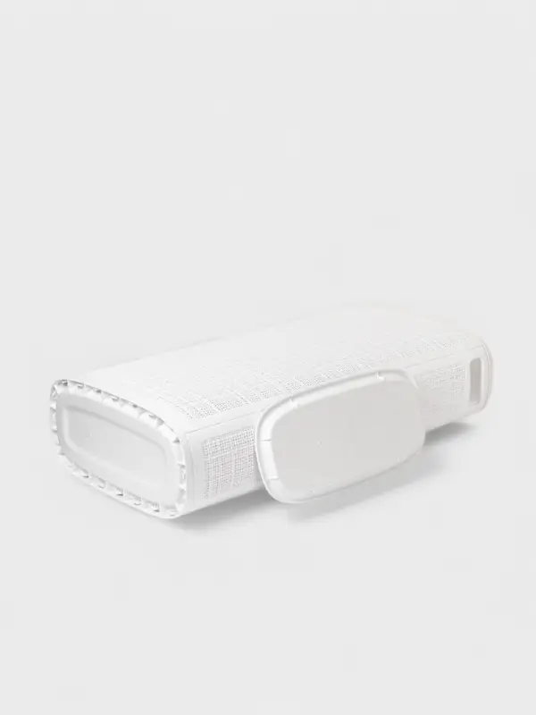 Плетёная корзина для белья с крышкой &laquo;Лён&raquo;, 60 л, 43&times;20&times;80 см, белая