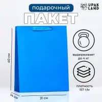 Пакет подарочный ламинированный &laquo;Синий&raquo;, 31&times;40&times;14 см