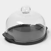 Блюдо для подачи с клош крышкой Magistro &laquo;Галактика&raquo;, фарфор, d=22 см, чёрный