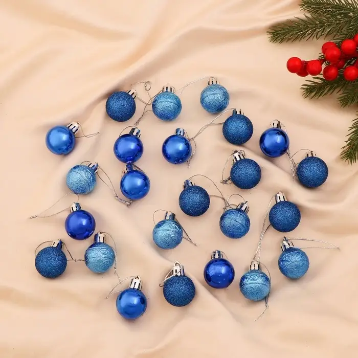 Ёлочные игрушки &laquo;Наоми&raquo;, шары новогодние, d=3 см, набор 24 шт., синий