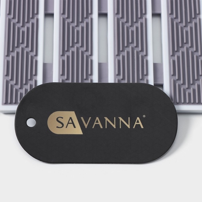 Коврик противоскользящий в ванну на присосках SAVANNA, 40×68 см, цвет серый Коврик противоскользящий в ванну на присосках SAVANNA, 40×68 см, цвет серый