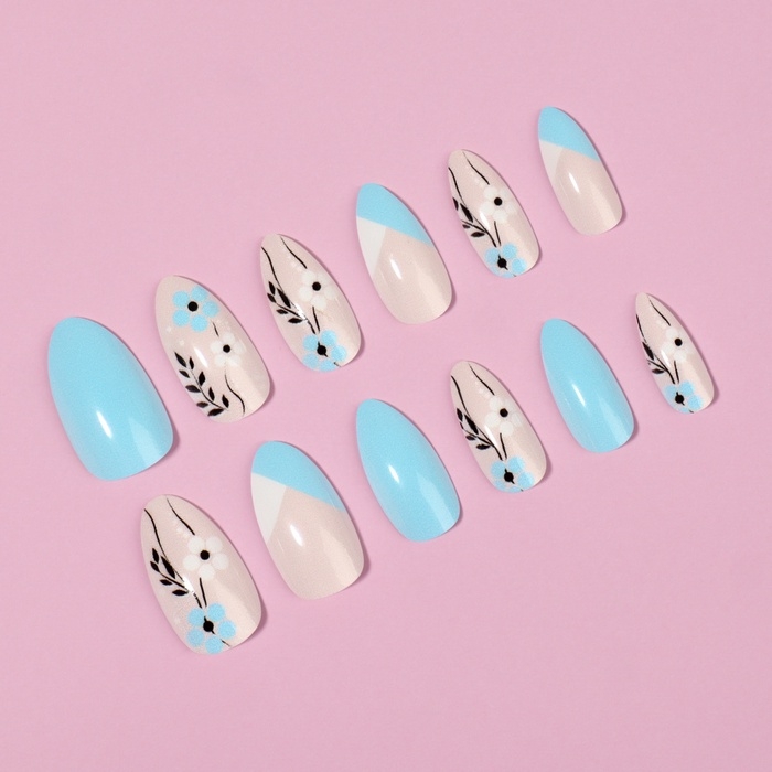 Накладные ногти &laquo;Нежная весна&raquo;, 12 шт, с клеевыми пластинами, форма миндаль, разноцветные